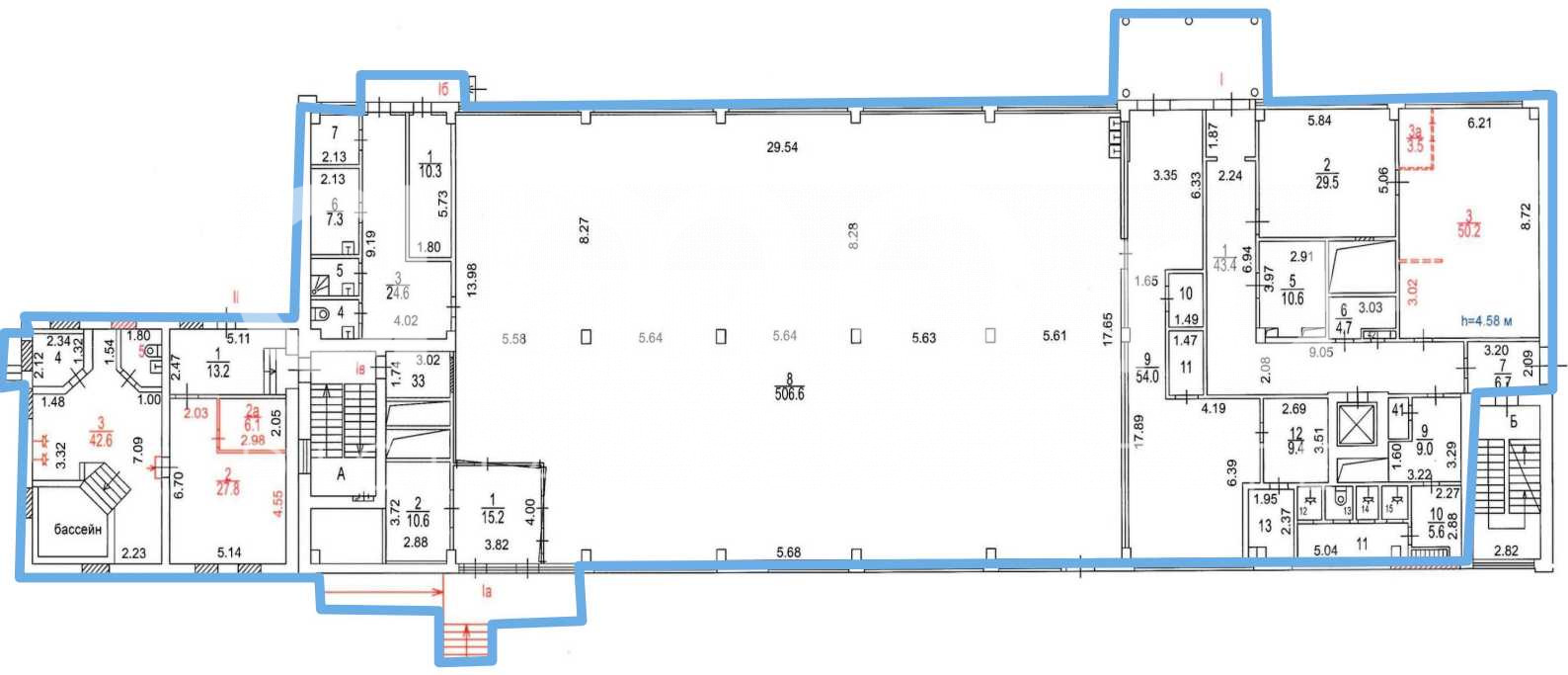 Планировка офиса 4661.9 м², 1 этаж, Административно-складской комплекс «г Москва, Бирюлёвская ул., 9»